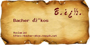 Bacher Ákos névjegykártya